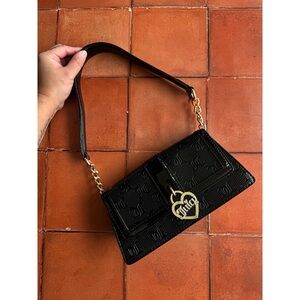Y2K Juicy Couture Black Metallic Faux Leather Simply Perfect Shoulder Bag NWOT